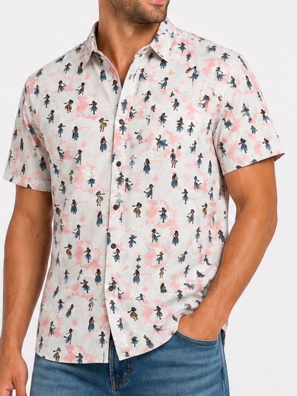 Ron Jon Surf Shop Hawaiian Hula Girl button-down shirt XXL